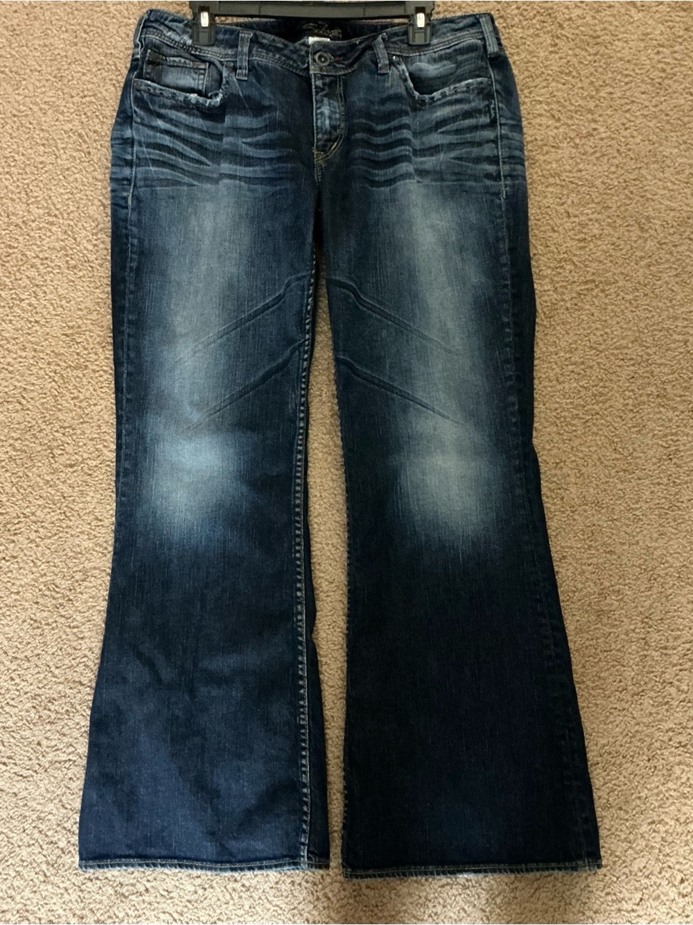 Silver Jeans Co Aiko Bootcut Jeans 36W 31L Dark Wash Gold S Embroidered